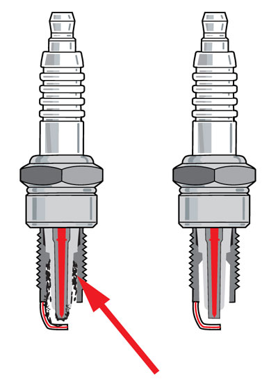 77111 illustration of spark plug deposits.